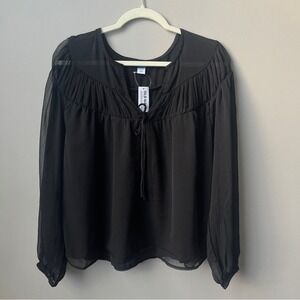 Old Navy Peasant Top Women's Medium New NWT Black Dark Romantic Date Night Shirt